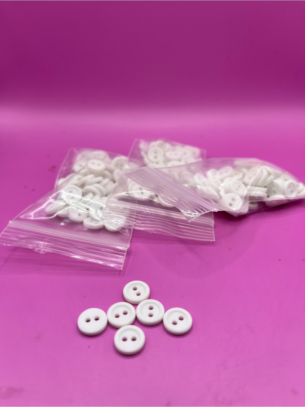 Vintage White Two-Hole Plastic Buttons - Versatile Sewing & Crafts
